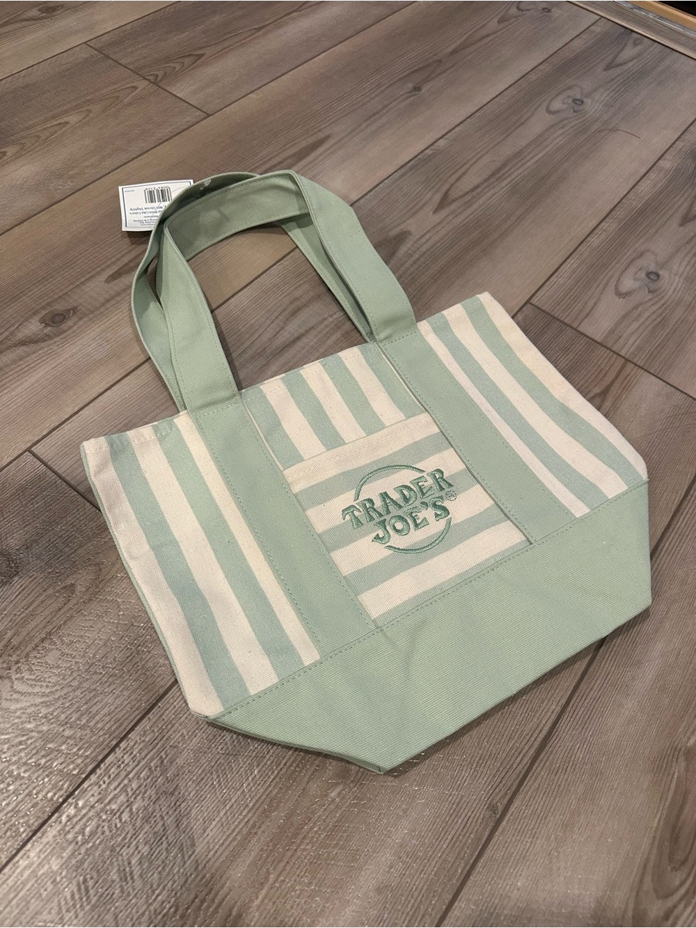 Trader Joe’s Pastel Striped Canvas Tote Bag - Green